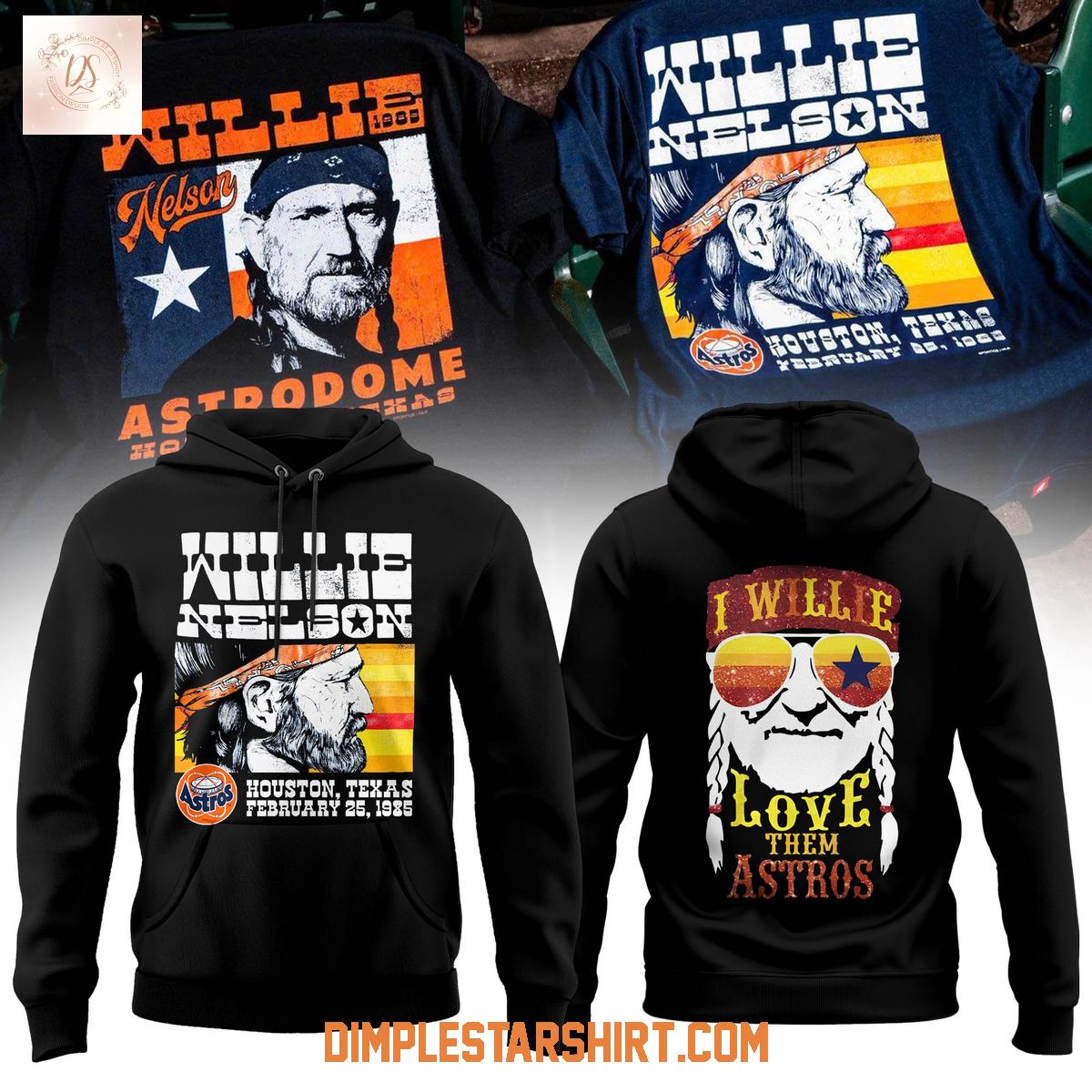 Willie Nelson Astrodome Houston Astros Black Hoodie Shirt Willie Nelson Astrodome Houston Astros Black Hoodie Shirt