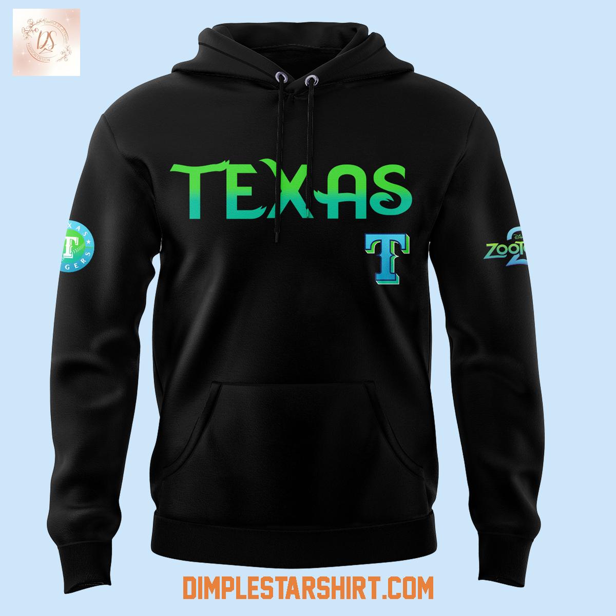 Zootopia 2 Mix Texas Rangers Black Hoodie Shirt Zootopia 2 Mix Texas Rangers Black Hoodie Shirt