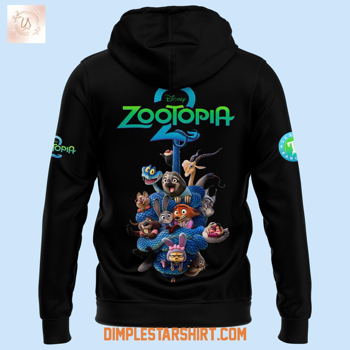 Zootopia 2 Mix Texas Rangers Black Hoodie Shirt Zootopia 2 Mix Texas Rangers Black Hoodie Shirt