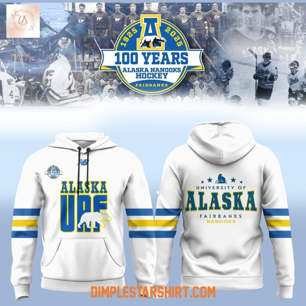 Alaska Nanooks Hockey 100th Anniversary White Hoodie Shirt
