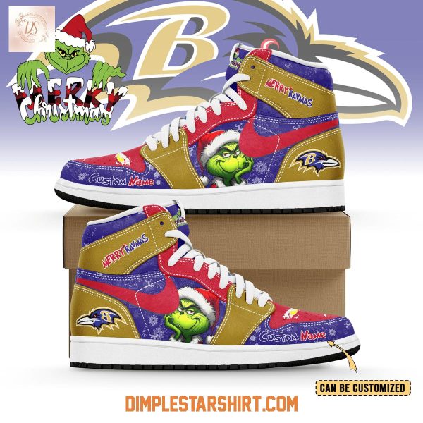 Baltimore Ravens The Grinch Merry Christmas Air Jordan 1 Shoes