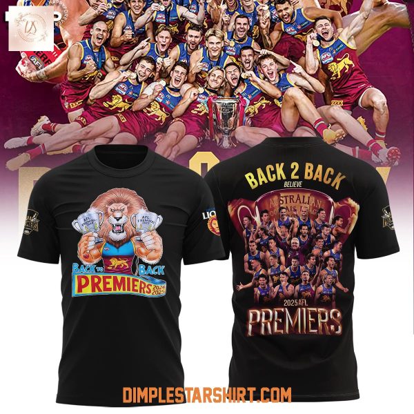 Brisbane Lions 2025 Back To Back Premiers Hoodie Shirt