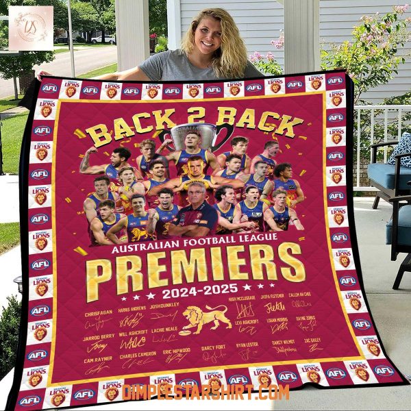 Brisbane Lions Premiers Back To Back 2025 Fleece Blanket Quilt