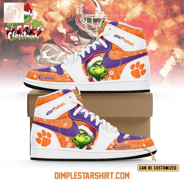 Clemson Tigers The Grinch Merry Christmas Air Jordan 1 Shoes