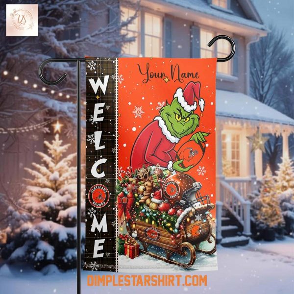Cleveland Browns x The Grinch Christmas House Garden Flag
