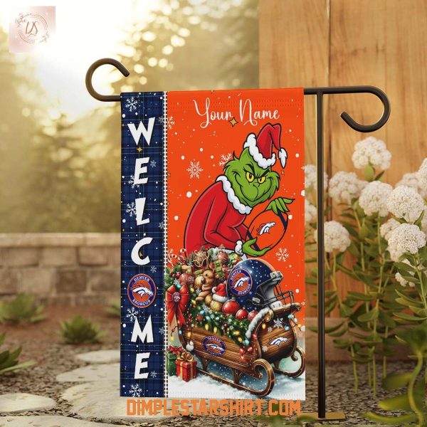 Denver Broncos x The Grinch Christmas House Garden Flag