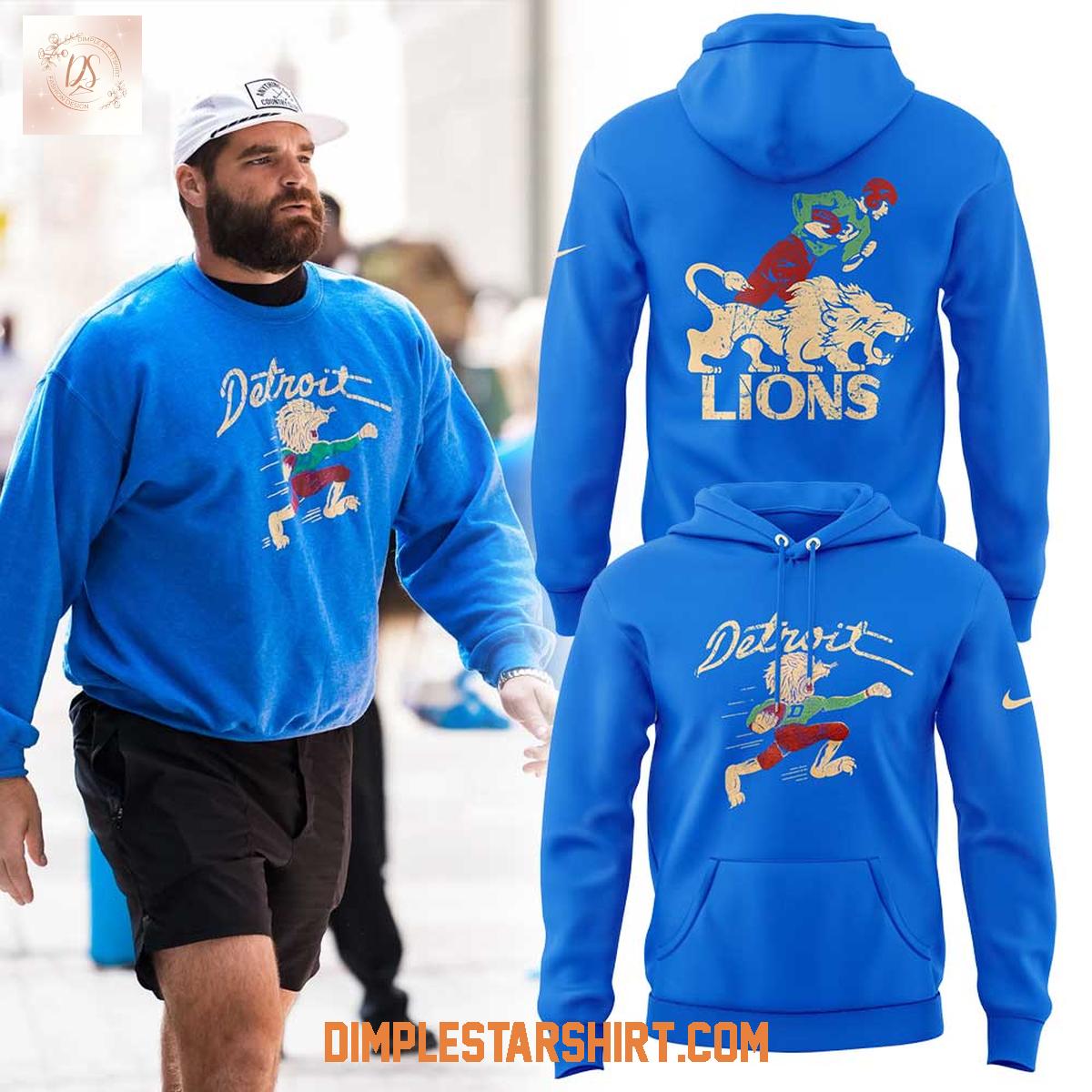 Detroit Lions 50s Retro Mascot Blue Hoodie Shirt Detroit Lions 50s Retro Mascot Blue Hoodie Shirt