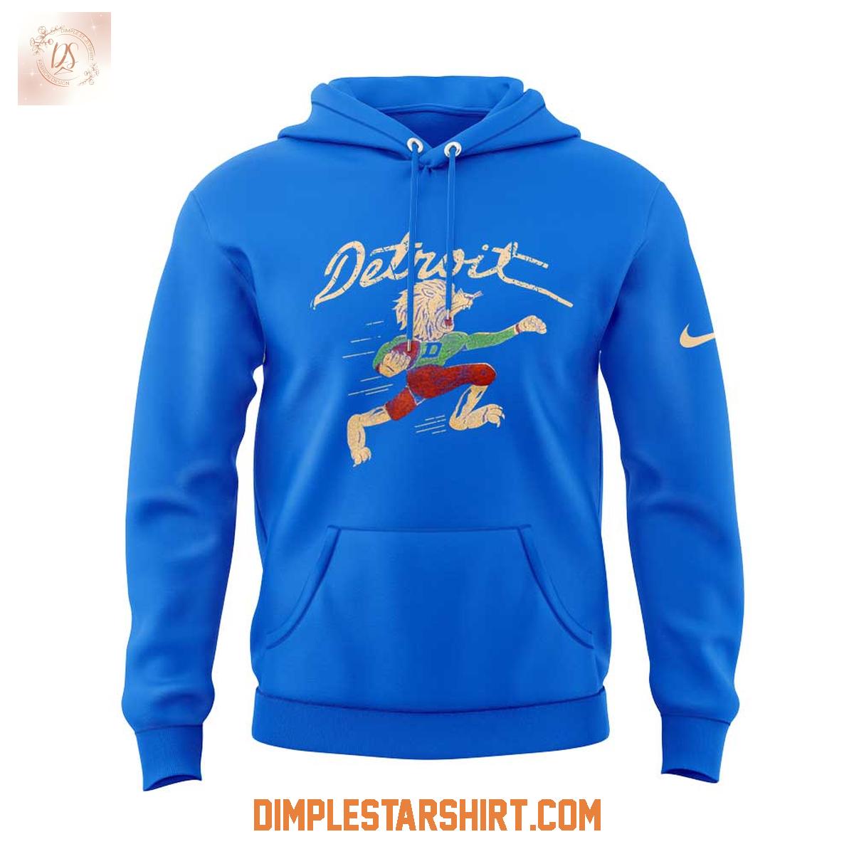 Detroit Lions 50s Retro Mascot Blue Hoodie Shirt Detroit Lions 50s Retro Mascot Blue Hoodie Shirt