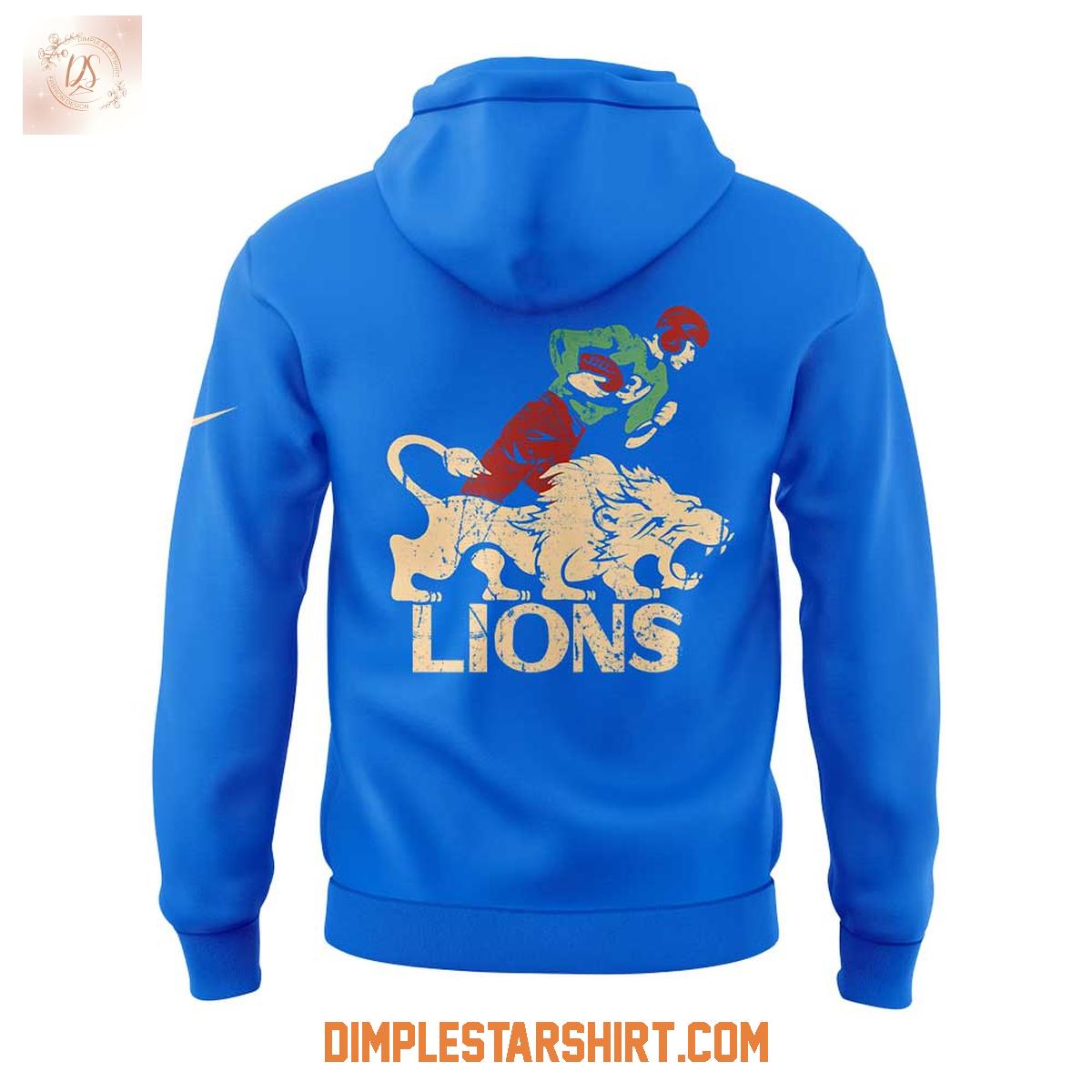 Detroit Lions 50s Retro Mascot Blue Hoodie Shirt Detroit Lions 50s Retro Mascot Blue Hoodie Shirt
