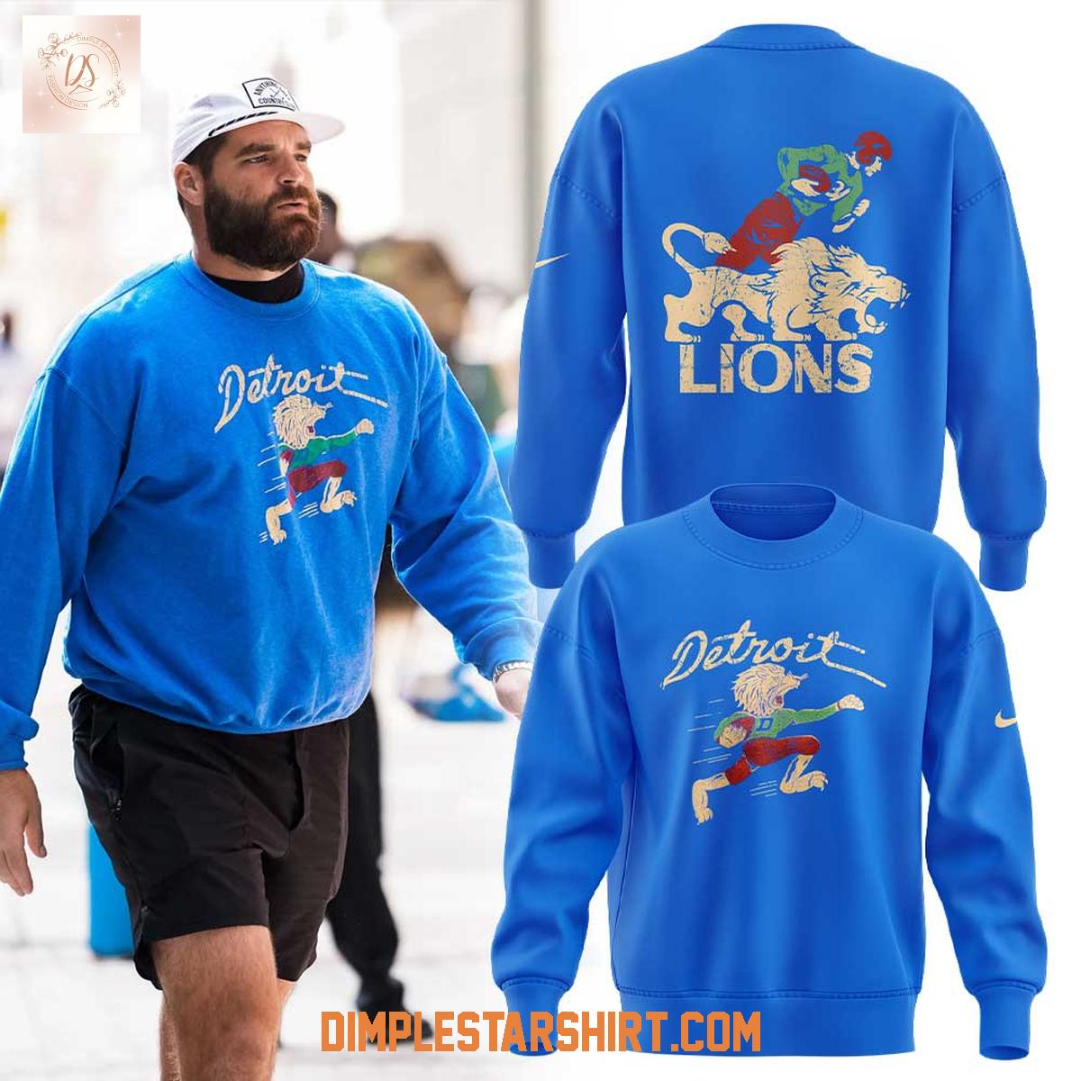 Detroit Lions 50s Retro Mascot Blue Hoodie Shirt Detroit Lions 50s Retro Mascot Blue Hoodie Shirt