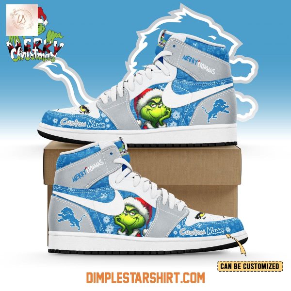 Detroit Lions The Grinch Merry Christmas Air Jordan 1 Shoes