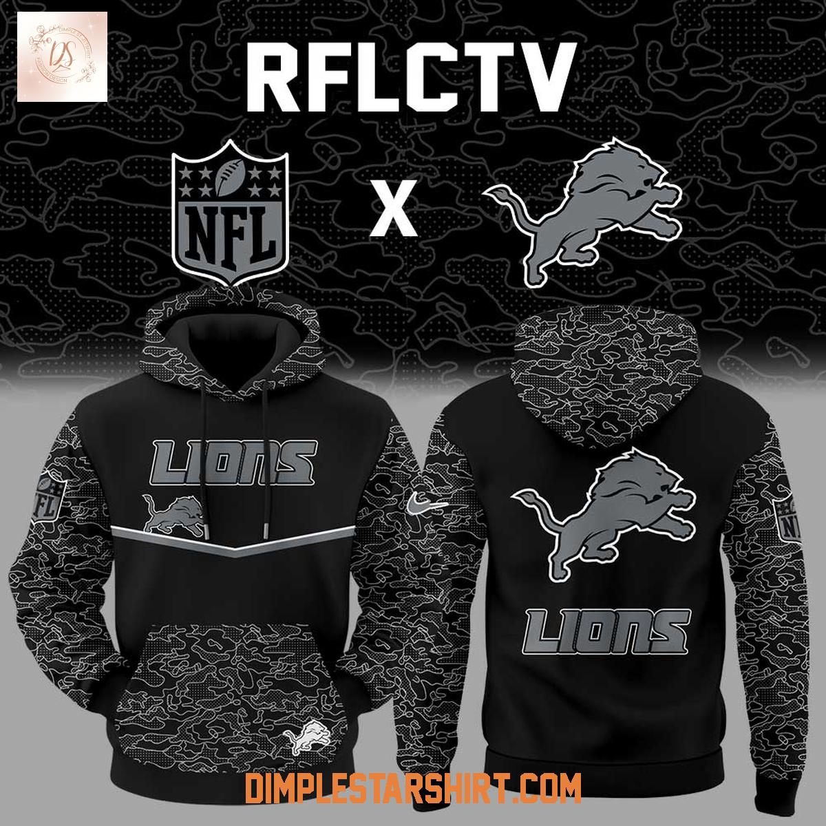 Detroit Lions x RFLCTV Black Hoodie Shirt Detroit Lions x RFLCTV Black Hoodie Shirt