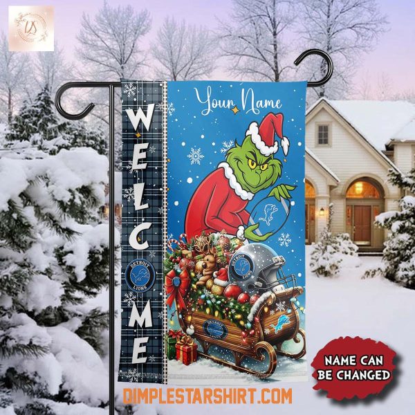 Detroit Lions x The Grinch Christmas House Garden Flag