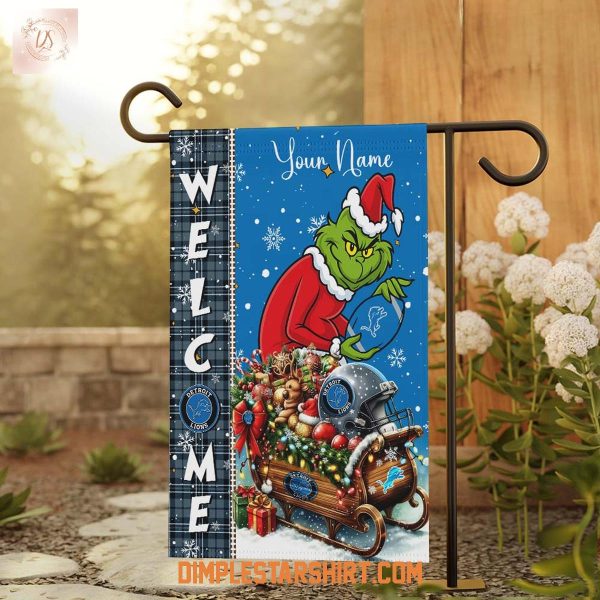 Detroit Lions x The Grinch Christmas House Garden Flag
