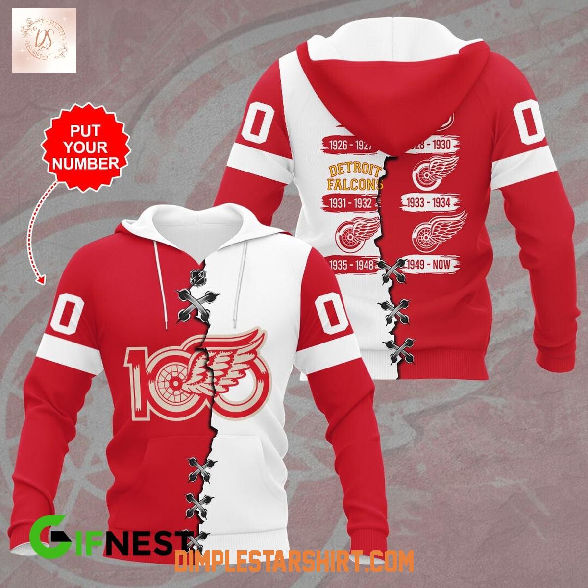 Detroit Red Wings 100 Years Hoodie Shirt Detroit Red Wings 100 Years Hoodie Shirt