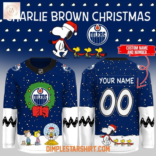 Edmonton Oilers Snoopy Peanuts Charlie Brown Christmas Hockey Jersey
