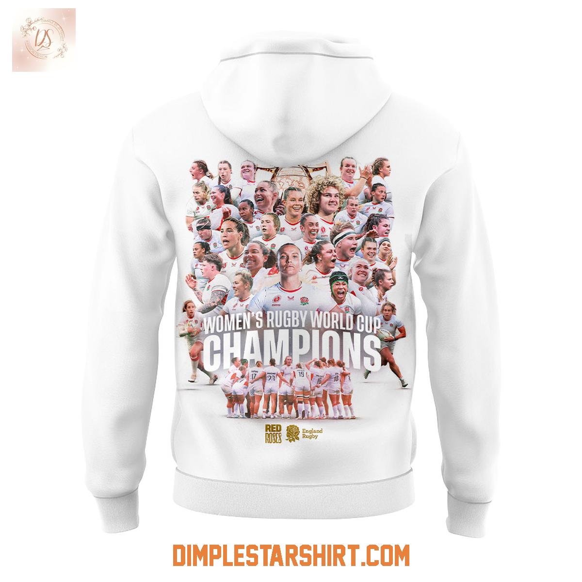 England 2025 Women's Rugby World Cup Champions Hoodie Shirt England 2025 Women's Rugby World Cup Champions Hoodie Shirt