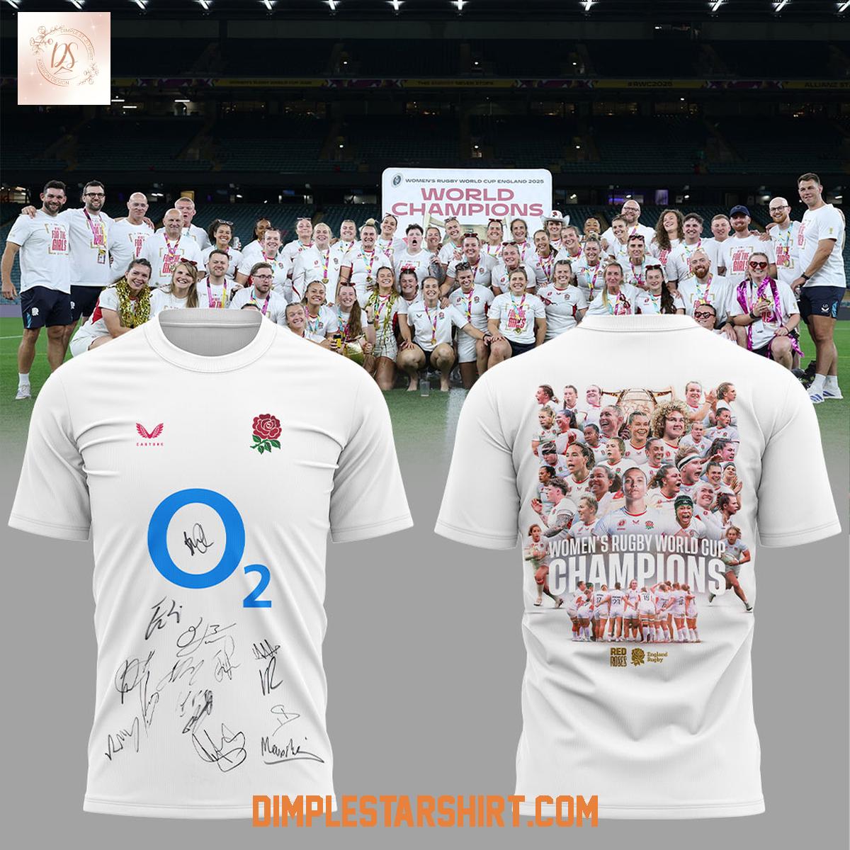England 2025 Women's Rugby World Cup Champions Hoodie Shirt England 2025 Women's Rugby World Cup Champions Hoodie Shirt