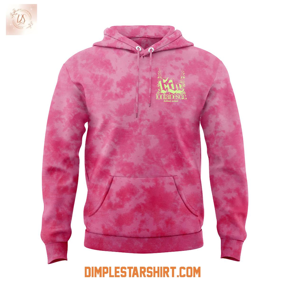 Fontaines D.C x Pink Crystal Dye Hoodie Shirt Fontaines D.C x Pink Crystal Dye Hoodie Shirt