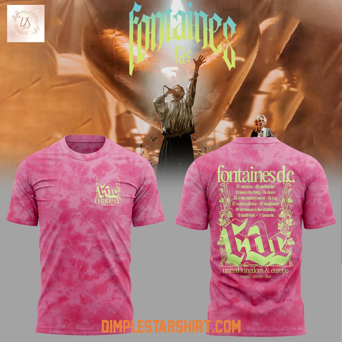 Fontaines D.C x Pink Crystal Dye Hoodie Shirt Fontaines D.C x Pink Crystal Dye Hoodie Shirt