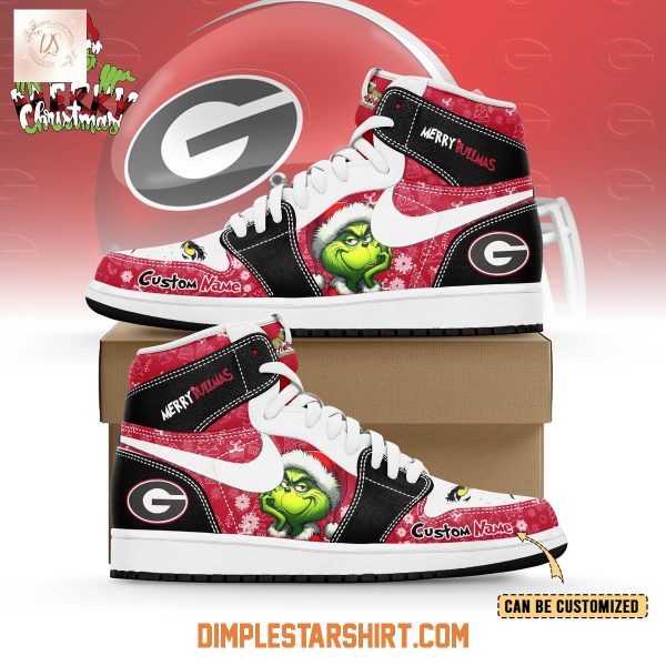 Georgia Bulldogs The Grinch Merry Christmas Air Jordan 1 Shoes