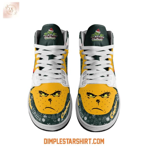 Green Bay Packers The Grinch Merry Christmas Air Jordan 1 Shoes