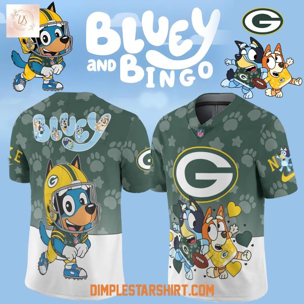 Green Bay Packers x Bluey And Bingo New Season 2025 Football Jersey