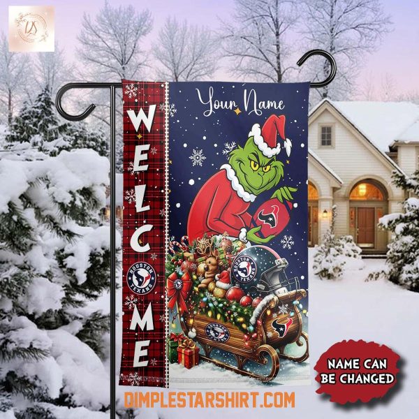 Houston Texans x The Grinch Christmas House Garden Flag