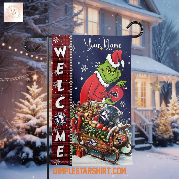 Houston Texans x The Grinch Christmas House Garden Flag