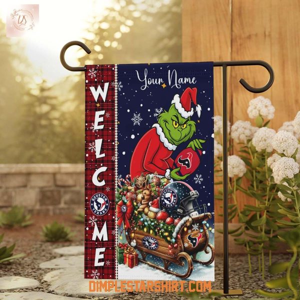 Houston Texans x The Grinch Christmas House Garden Flag