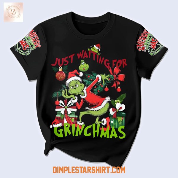 Just Waiting For Grinchmas Fleece Pajamas Set