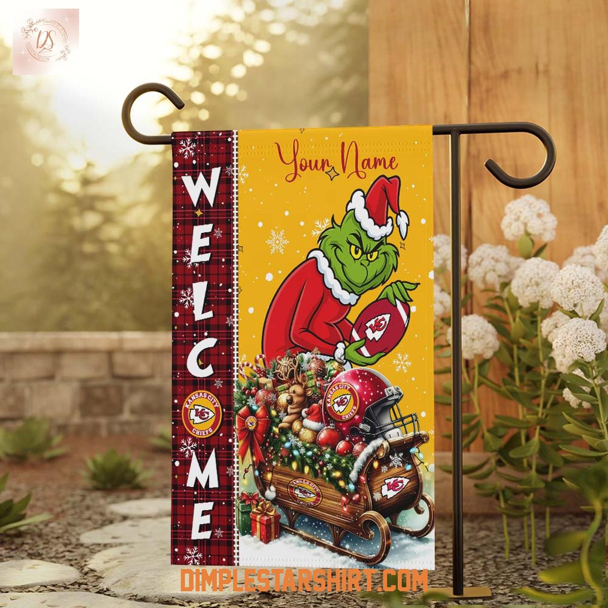 Kansas City Chiefs x The Grinch Christmas House Garden Flag Kansas City Chiefs x The Grinch Christmas House Garden Flag