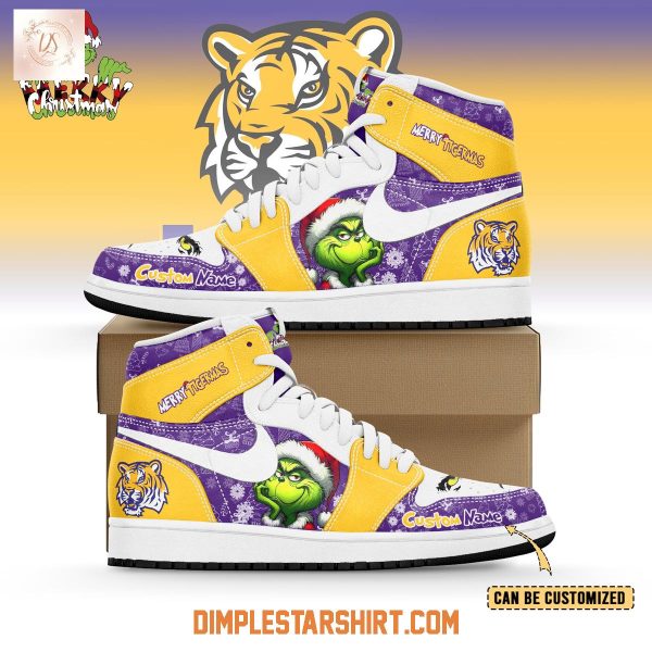 LSU Tigers The Grinch Merry Christmas Air Jordan 1 Shoes