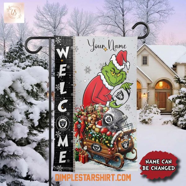 Las Vegas Raiders x The Grinch Christmas House Garden Flag