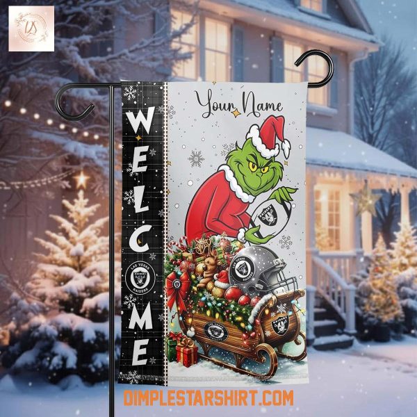 Las Vegas Raiders x The Grinch Christmas House Garden Flag