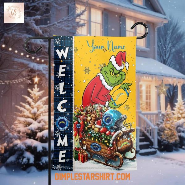 Los Angeles Chargers x The Grinch Christmas House Garden Flag