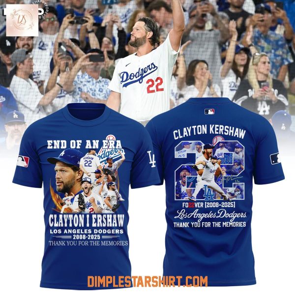 Los Angeles Dodgers Thank You Clayton Kershaw Forver 22 End Of An Era Hoodie Shirt