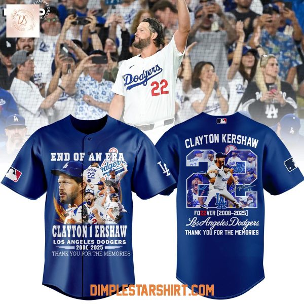 Los Angeles Dodgers Thank You Clayton Kershaw Forver 22 End Of An Era Jersey