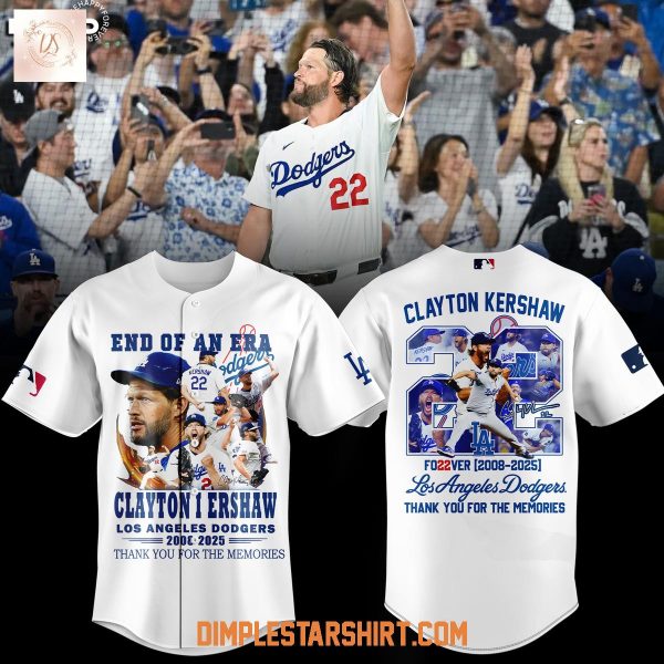 Los Angeles Dodgers Thank You Clayton Kershaw Forver 22 End Of An Era Jersey