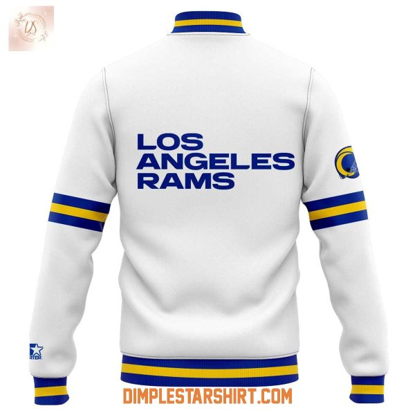 Los Angeles Rams Satin Starter White Baseball Jacket