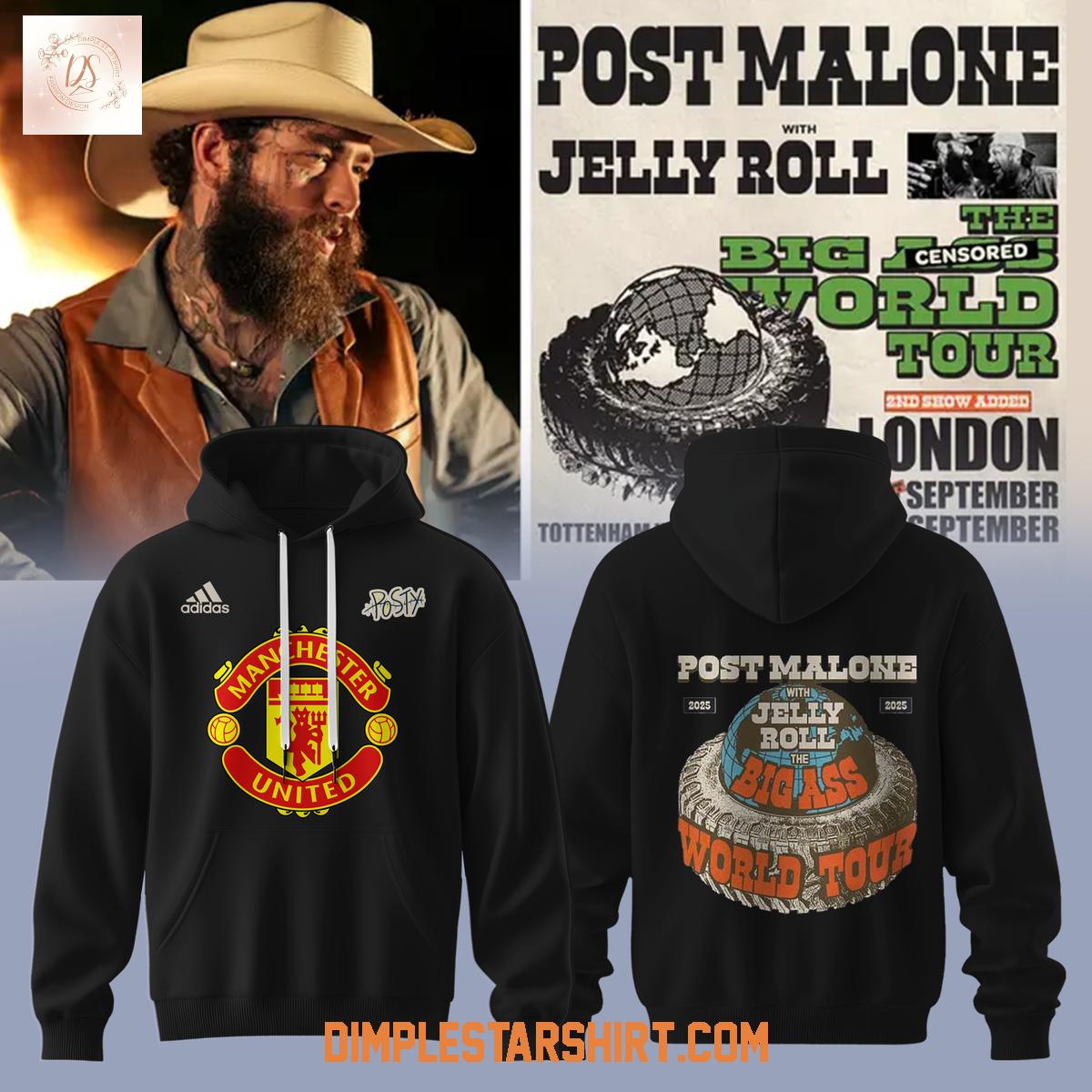Manchester United x Post Malone The Big Ass World Tour London Hoodie Shirt Manchester United x Post Malone The Big Ass World Tour London Hoodie Shirt