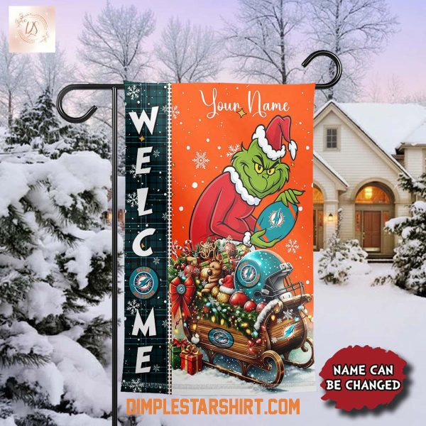 Miami Dolphins x The Grinch Christmas House Garden Flag