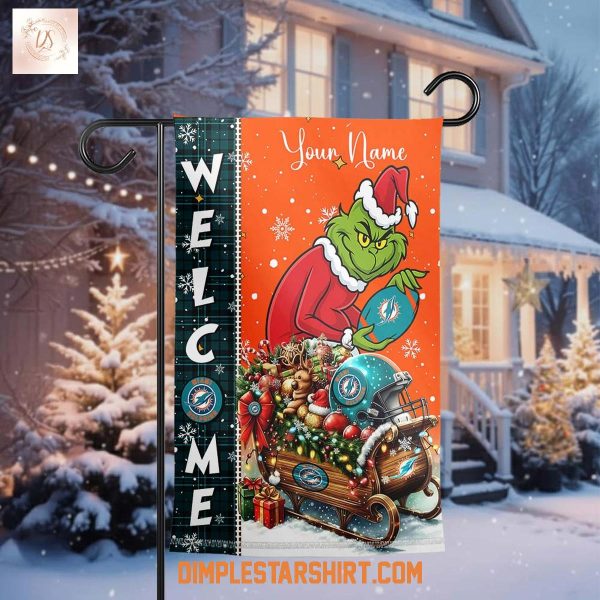 Miami Dolphins x The Grinch Christmas House Garden Flag