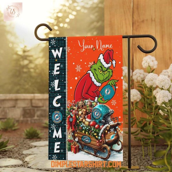 Miami Dolphins x The Grinch Christmas House Garden Flag
