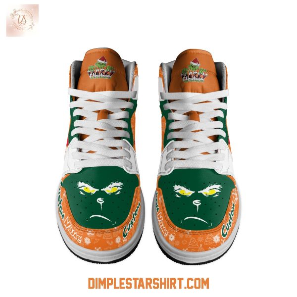Miami Hurricanes The Grinch Merry Christmas Air Jordan 1 Shoes