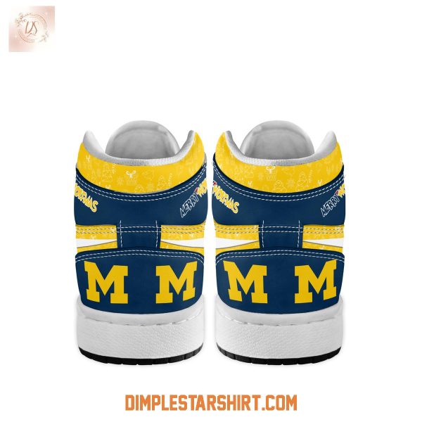 Michigan Wolverines The Grinch Merry Christmas Air Jordan 1 Shoes