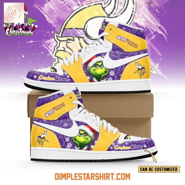 Minnesota Vikings The Grinch Merry Christmas Air Jordan 1 Shoes