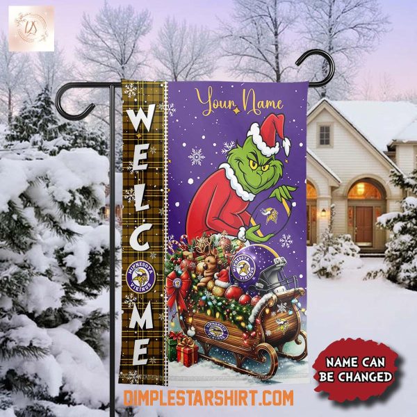 Minnesota Vikings x The Grinch Christmas House Garden Flag