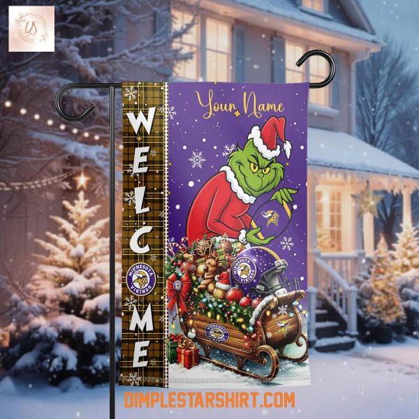Minnesota Vikings x The Grinch Christmas House Garden Flag