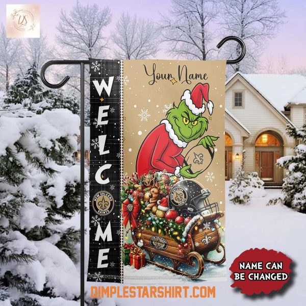 New Orleans Saints x The Grinch Christmas House Garden Flag